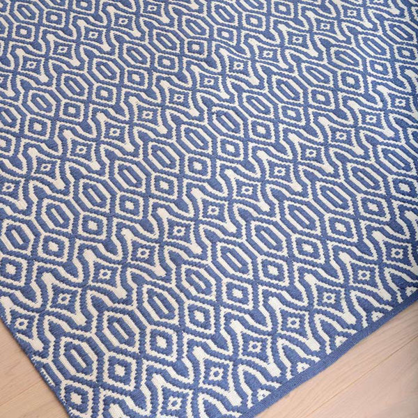 Dakota Fields Aubuchon Handmade Flatweave Wool Blue Rug Wayfair